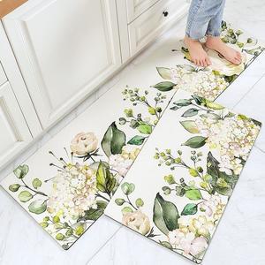 로즈그린 꽃무늬 주방매트 모던 북유럽 싱크대 발매트 PVC