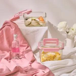 글라스락 핸디 퓨어 캔디핑크 2조 세트 (1.8L, 2.5L)