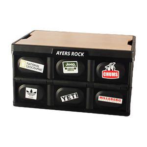 스카이트립 캠핑 폴딩박스 일반형 (우드 상판 + 스티커 포함) 블랙, 1개