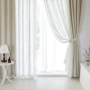 까르데코 디망쉬 암막+들꽃 레이스 대형 침실 거실커튼 4장