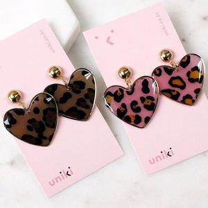 [오노마] ONM 하트파탈 호피 귀걸이/귀찌