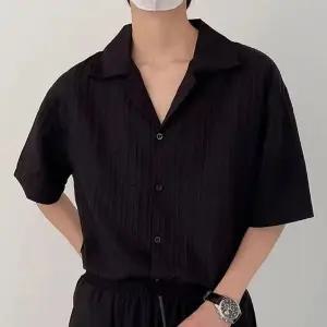 [하프클럽/]플리츠 오픈카라 남성 반팔셔츠 여름셔츠 시원한셔츠