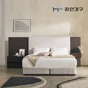 장인가구 까르뎅차콜 패브릭 LED 호텔 침대 투매트리스 프레임 LK+유로탑+협탁2(400 800)