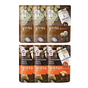 청정원 싱글파우치 머쉬룸투움바소스, 150g, 3개 + 알프레도소스, 150g, 3개