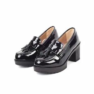 [하프클럽/세자매]예쁜 방울장식 여성구두 펌프스 7cm 키높이 통굽 발편한 로퍼