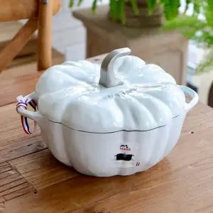 스타우브 B품 호박 꼬꼬떼 퓨어화이트 24cm 인덕션 무쇠냄비 주물냄비