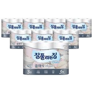 잘풀리는집 클래식 도톰한 3겹 6롤 x 8팩 미래생활 화장지 휴지 두루마리