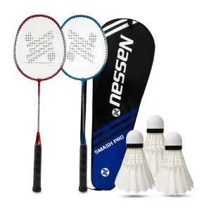 가벼운 낫소 배드민턴라켓 2자루+셔틀콕 3입 입문자용 어린이 방과후 배드민턴채