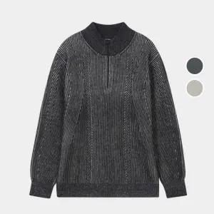 [롯데백화점]버커루 남성 투톤 하프집업 풀오버 니트 B234KT310P