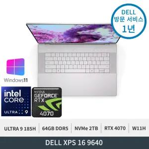 델 XPS 16 9640 WP05KR Ultra9 185H RTX 4070 64GB 2TB OLED WQUXGA 터치 W11H