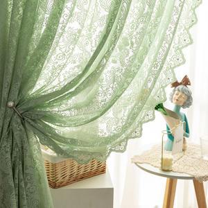 레이스 커튼 창문 베란다 침실 프릴 자외선 펀칭과 유럽풍 망사커튼 옐로우 레이 프리 비침실