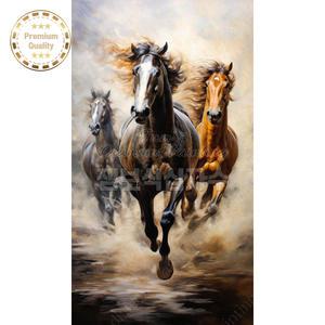 보석비즈십자수 세마리 말 흑마 백마 대형 잼보석