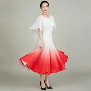 Y196 모던 댄스 드레스 그라데이션 빅스윙 사교 댄스 왈츠 원피스