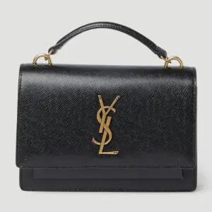 생로랑 Sunset Satchel 선셋 사첼 레더 플랩 숄더백 블랙 533026 H3Z1W 1000