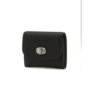 [롯데백화점]질스튜어트 [지폐수납가능] 블랙 가죽 오브 장식 3단 반지갑 JAWA5F001BK