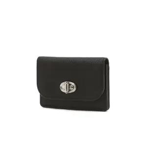 [롯데백화점]질스튜어트 [AUBE] 블랙 가죽 오브 장식 아코디언 카드지갑 JAWA5F002BK
