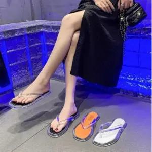 여성 바캉스 말랑 투명 배색 플립플랍 슬리퍼 쪼리