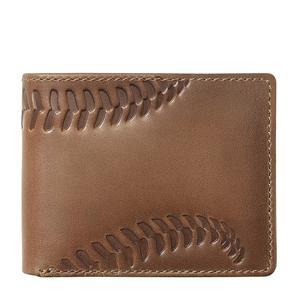 하우스 오브 잭 남성용 풀 그레인 소가죽 가죽 야구 이중폴드 지갑 갈색 i##e#s: 두 개의 ID 창 포함 ^^ 팬 선물 :i#e#s