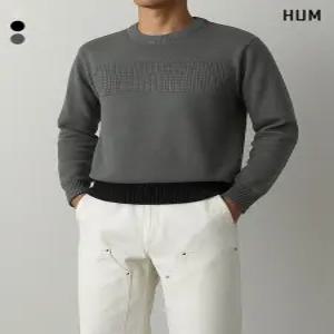 [HUM][HUM]유니) 캐시아크릴 조직 블럭킹 베이직 풀오버 니트 (H174H912A)