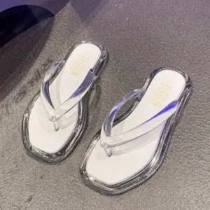 여성 여름 투명 배색 슬리퍼 플립플랍 쪼리