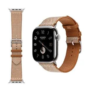 새롭게 출시한 애플 워치 에르메스 42mm 골드/에크류 Toile H 싱글 투어 밴드