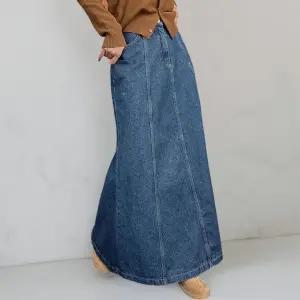 여성 키큰녀 맥시 플레어 절개 비스코스 롱스커트