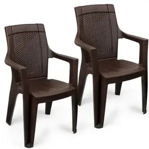 테라스 등받이 의자 실외용 팔걸이 플라스틱 야외용 등받이 의자 정원용 베란다 거실용 업소용 매장용 카페