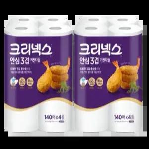 크리넥스 안심3겹 키친타월, 140매, 4롤, 2개