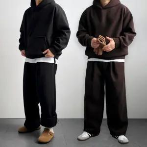 리얼타임 양털 기모 코듀로이 후드셋업/ 남자 겨울 골덴 후리스 츄리닝 스? 후드 스트링 세트 보온 방한 추리닝 상하의 [2C 3size]