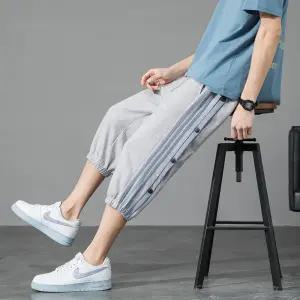 남자 학생 트레이닝복 청소년 여름 스트라이프 칠부바지 데님 심쿵희망