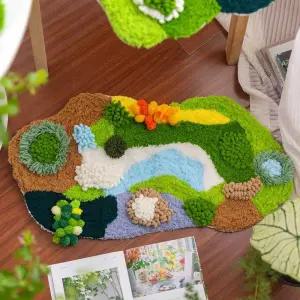 꽃밭러그 잔디러그 스킬 DIY 꽃밭 비정형 만들기 거실