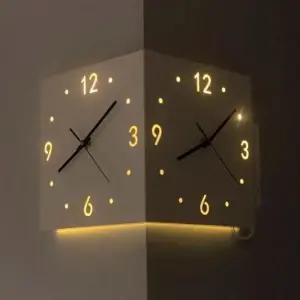 코너 양면 인테리어 시계 벽시계 불빛 무소음 이사선물 모던