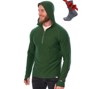 메리노테크 100% 메리노 후디 보온 및 레이어 지퍼 베이스 하프 - 남성 양말 울 슬림 핏 긴팔 셔츠