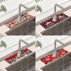 크리스마스 수도꼭지 매트 규조토 싱크대 흡수 패드 메리 홈 데코레이션 나비다드 선물 2025 주방