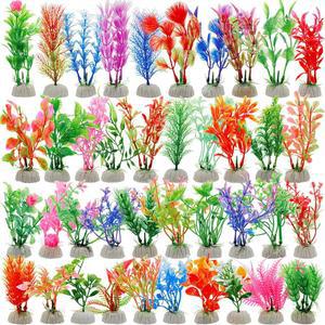 타이겐 80개 수족관 수조 장식 수생 인공 컬러 어항 액세서리 식물 소형 또는 대형 스타일의 생활 속 가정용 사무실 DIY