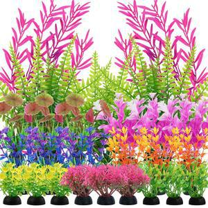 QUOZUO 25팩 수족관 식물 어항 장식 다채로운 가정 및 사무실 시뮬레이션을 위한 인공 소형부터 대형까지