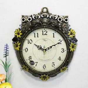 무소음 썬리치 가족부엉이 신주도금 주물 벽시계 HCA-637G