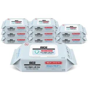 리꼬 데일리 소독티슈 캡형 60매 x9개 (1박스) 알콜물티슈 손소독 세정제균 {QHJ}