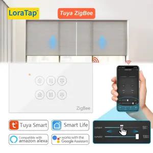 LoraTap 투야 지그비 미국 더블 커튼 롤러 셔터 스위치 스마트 라이프 퍼센트 리모컨 구글 어시스턴트 알렉