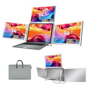 FQQ 14인치 노트북용 휴대용 모니터, 트리플 노트북 모니터 디스플레이, 1200P FHD IPS 여행용 게이밍 모니터는 12인치~17.3인치 노트북에 적합하며, Win 10/11 및 Mac 2019 이상 버전(S780-C)과 호환됩니다