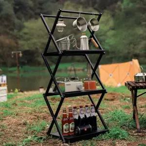 캠핑 선반 3단 야외용 수납 철제 행어 경량 쉘프
