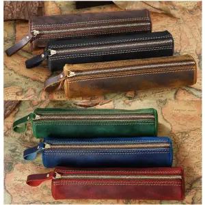 앤티크 소가죽 수납 필통/다용도/펜/필기구/필기도구/보관/케이스/펜케이스/파우치/학생/고급/휴대용/감성