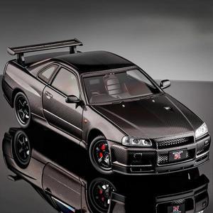 1:24 스카이라인 R34 S15 자동차 모형 합금 시뮬레이션 수집용 스포츠카 장난감 소년 선물 장식품