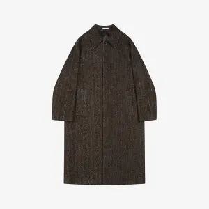 갤러리아 지이크 FW 브라운 팬시 부클 헤링본 발마칸 오버핏 롱코트 PLH9017