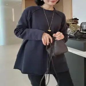 여자 맨투맨 추동 슬림핏 쭈리 도톰 기모 라운드 하프 원픽4