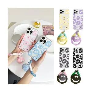 갤럭시 X커버5 퀀텀3 점프2 M12 케이스 G525-먼지몽 와글와글 로프 스트랩 투명 젤리 케이스/기종선택