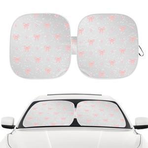 핑크 보우 자동차 자외선 접이식 테두리 인테리어 있는 세단 액세서리 창문 앞유리 선쉐이드 해치백용 은색 수납 SUV 파우치가 차단