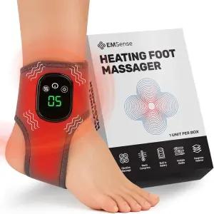 EMSense 트리플 테라피 풋 마사지기 싱글 커프(1개) 3가지 진동 모드와 열 레벨을 갖춘 3-in-1 무선 휴대용
