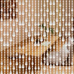 GeeComfy 크리스탈 구슬 커튼 35.5 x 79 인치 81 가닥 아크릴 매달린 문 끈 룸 칸막이 창문 거실 장식용, 웨이브 패턴 - 흰색
