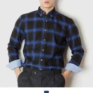 KING 블루 체크 기모 긴팔 셔츠 95-110 W98404B